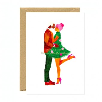 Christmas kiss postcard,...