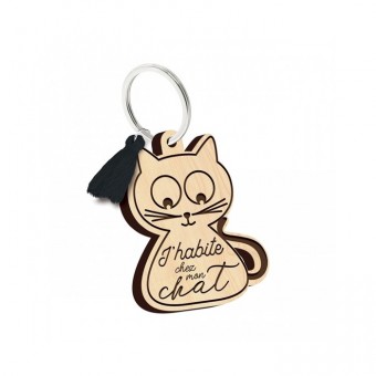 Porte clés en bois J'habite...