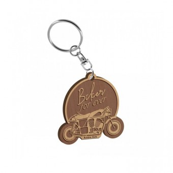Wooden key ring Biker for ever