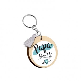 Papa Bear wooden key ring,...