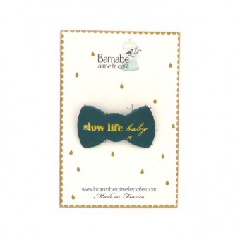 Broche Slow Life noeud vert...