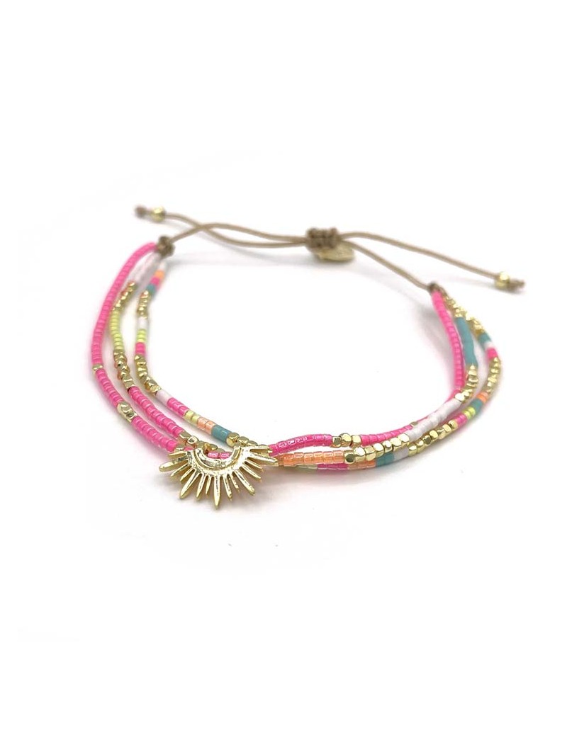 Bracelet trois rangs de perles miyuki, fluo rose, Belle mais pas que