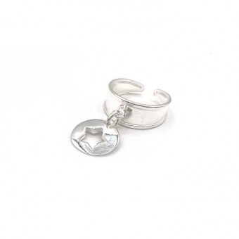 Adjustable silver ring with...