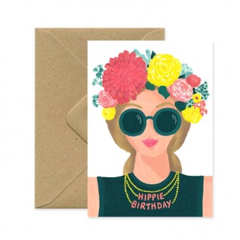 Hippie birthday postcard,...