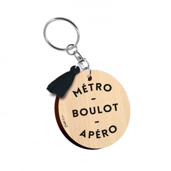 Métro boulot apéro key ring