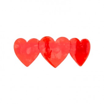 Barrette 3 red hearts...