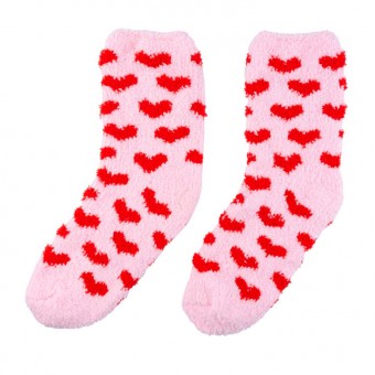 Fluffy Socks red hearts...