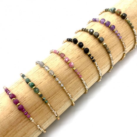 Bracelet élastique pierres naturelles couleurs