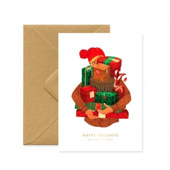 Christmas card, gift woman,...