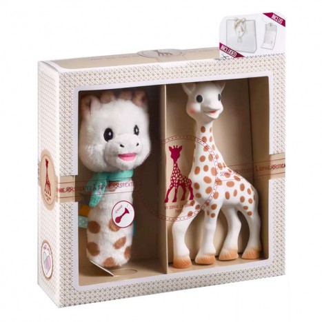 Coffret cadeau Sophie la Girafe et hochet girafe en peluche